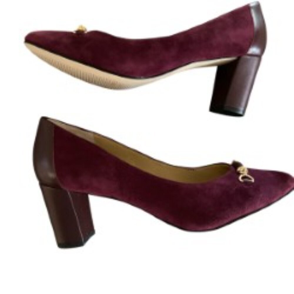 Talbots Ellery Bit Block Heel in Burgundy Suede 9
